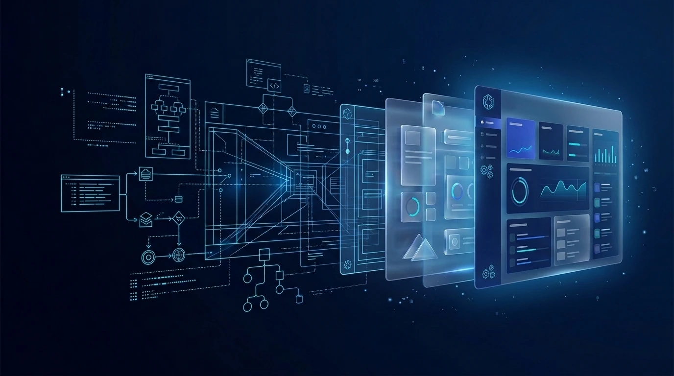 Visual progression from product strategy wireframes into working digital software